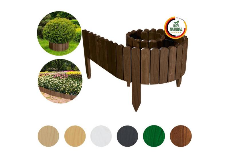 Floranica Palisade Beeteinfassung Beetumrandung Rasenkante Umrandung Flexibler Rollborder, LxH: 200x10 cm, Braun, Dekozaun Holzzaun Umzäunung Blumenbeeten Garten Beeten Kräutergarten von Floranica