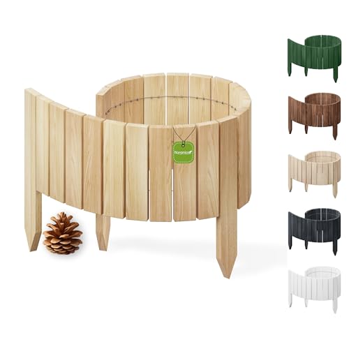 Floranica Flexible Beeteinfassung imprägnierte Rasenkante 100 cm (kürzbar) Beetumrandung aus Kiefernholz Gartenzaun Steckzaun Holzzaun Dekozaun Rollboarder Beetzaun (Natur, 10 cm) von Floranica