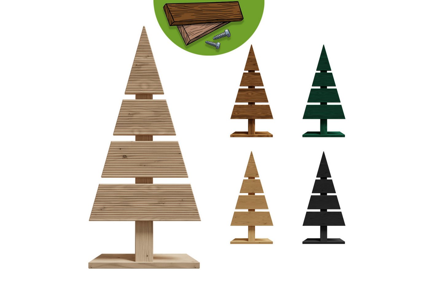 Floranica Weihnachtsfigur (1 St), Holzweihnachtsbaum Höhe 59 cm Breite 27 cm Unbehandelte DIY von Floranica