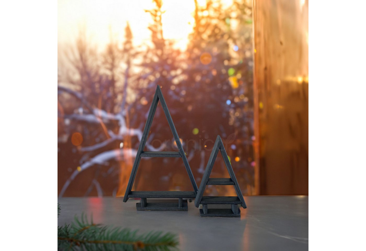 Floranica Weihnachtsfigur Deko-Weihnachtsbaum, Weihnachtsbaum Weihnachtsdeko - Kiefernholz 2er-Set Anthrazit - von Floranica