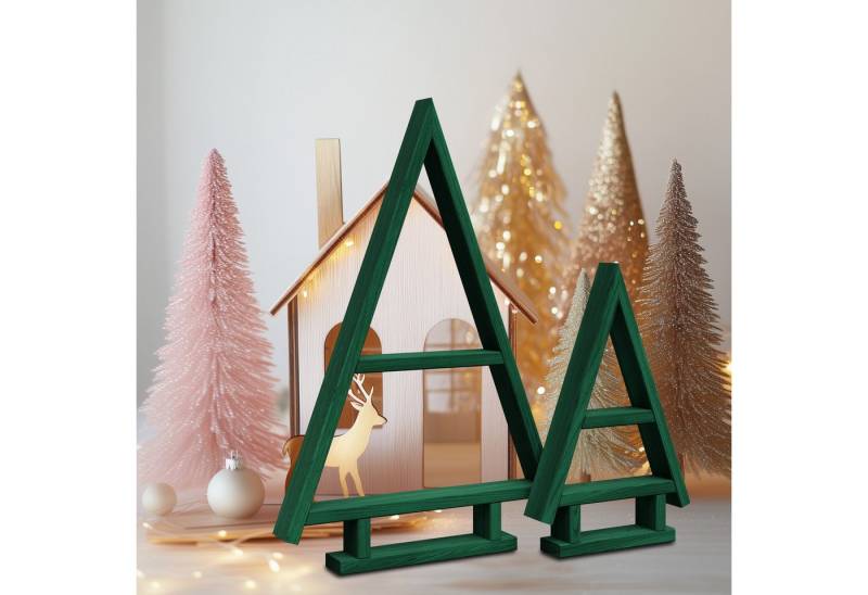 Floranica Weihnachtsfigur Deko-Weihnachtsbaum, Weihnachtsbaum Weihnachtsdeko - Kiefernholz 2er-Set Grün - von Floranica