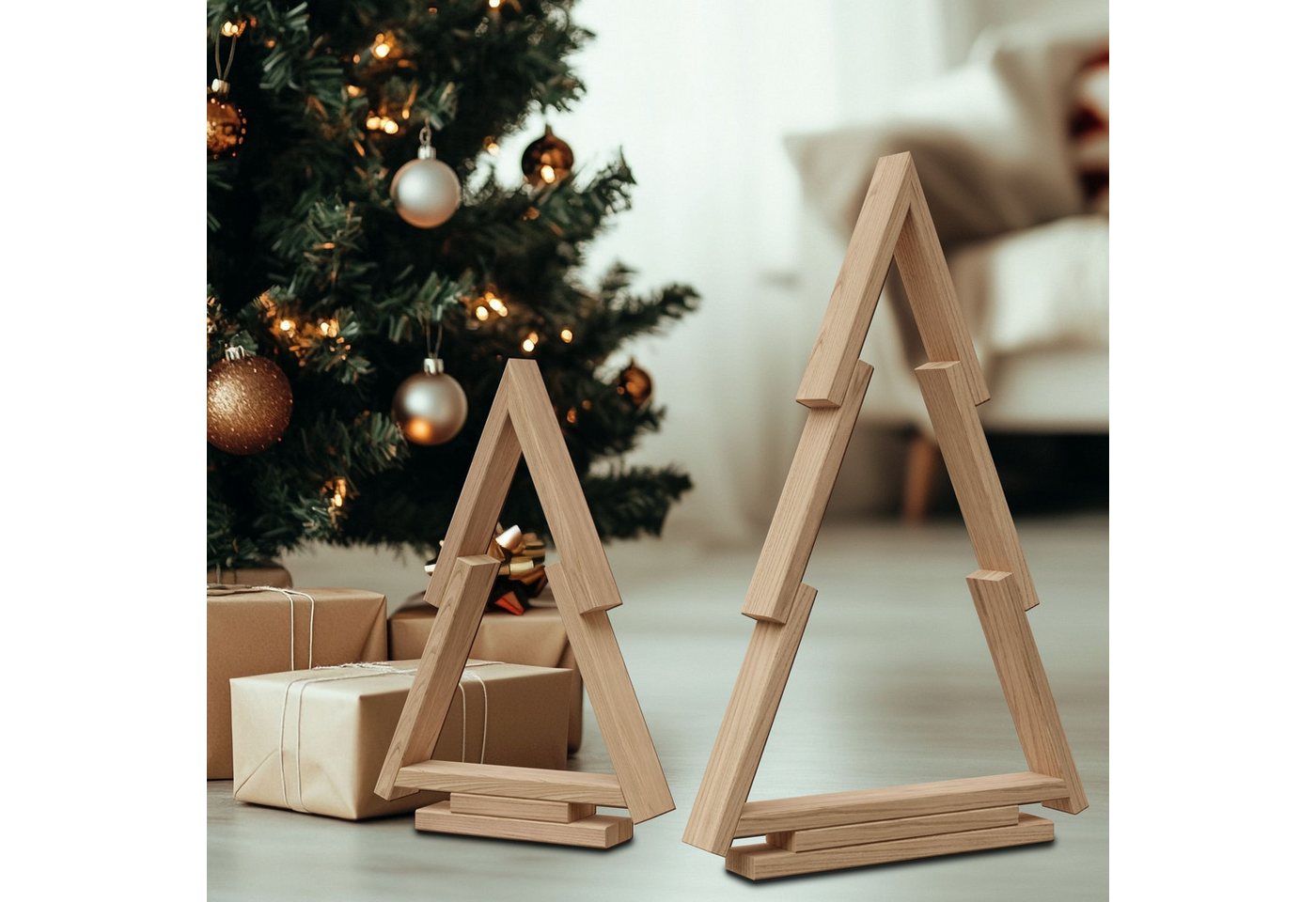 Floranica Weihnachtsfigur, Weihnachtsdeko Weihnachtsbaum Kiefernholz Farbe: Unbehandelt von Floranica