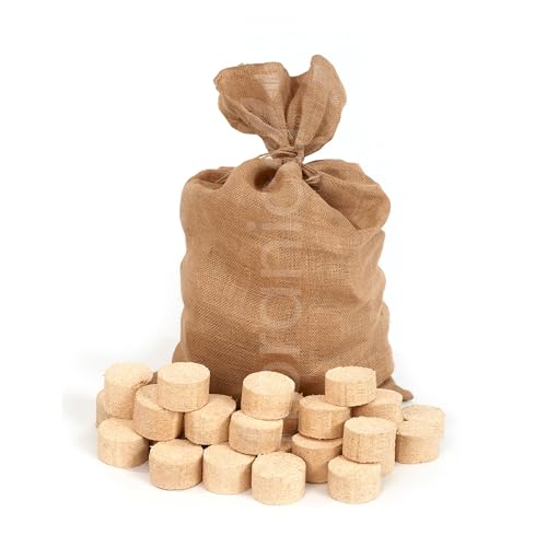 Floranica Holzbriketts 100% Gepresste Rundholzbriketts 12,5kg im Jutesack Brikett Ideal für Kamin Ofen Raketenofen Grill Umweltfreundlich Hohe Brennwert Raucharm von Floranica