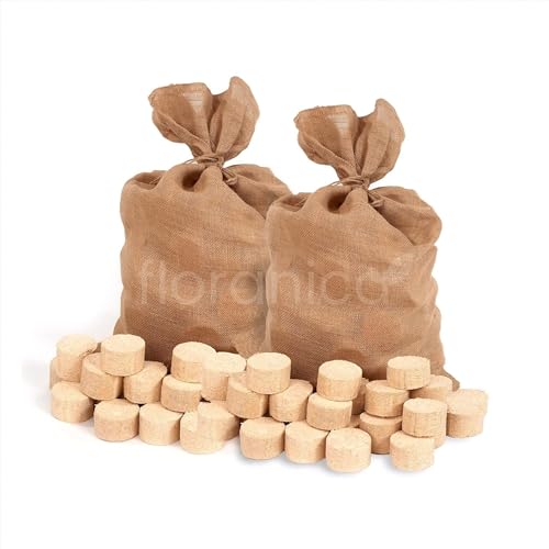 Floranica Holzbriketts 100% Gepresste Rundholzbriketts 2 x 12,5kg im Jutesack Brikett Ideal für Kamin Ofen Raketenofen Grill Umweltfreundlich Hohe Brennwert Raucharm von Floranica