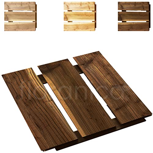 Floranica Holzterrassenplatten 1m2 (11 Stück 30x30 cm) Imprägniertes Lärchenholz Braun Boden für die Sauna Terrasse oder dem Balkon Holzfliese im Garten Gefräste Oberfläche Balkonfliesen von Floranica