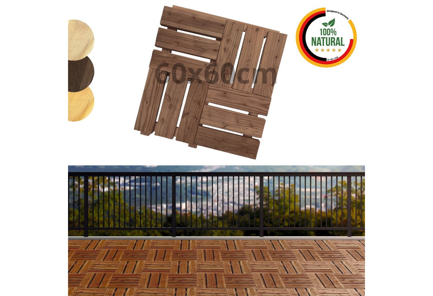 Floranica Trittsteine Holzfliese Terrassenfliese Massives Lärchenholz Balkonfliesen, 60x60 cm, Braun, 1-St., Fein Geriffelt Bodenbelag mit Drainage Balkon-Bodenbelag für Outdoor Floranica Trittsteine Holzfliese Terrassenfliese Massives Lärchenholz Balkonfliesen, 60x60 cm, Braun, 1-St., Fein Geriffelt Bodenbelag mit Drainage Balkon-Bodenbelag für Outdoor von Floranica