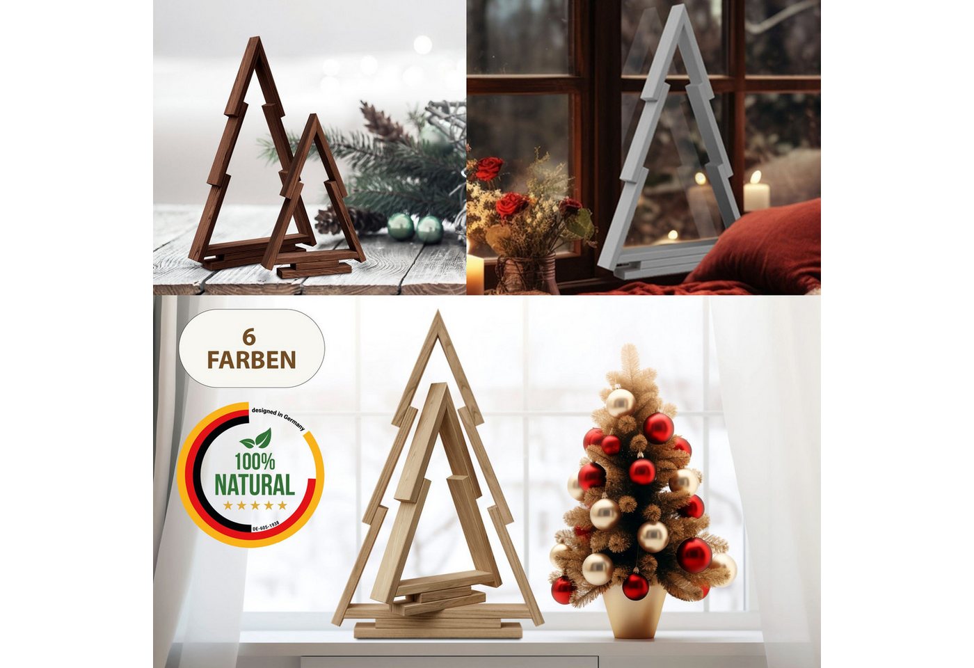 Floranica Osterfigur (2 St), Weihnachtsdeko Weihnachtsbaum Kiefernholz Farbe: Braun von Floranica