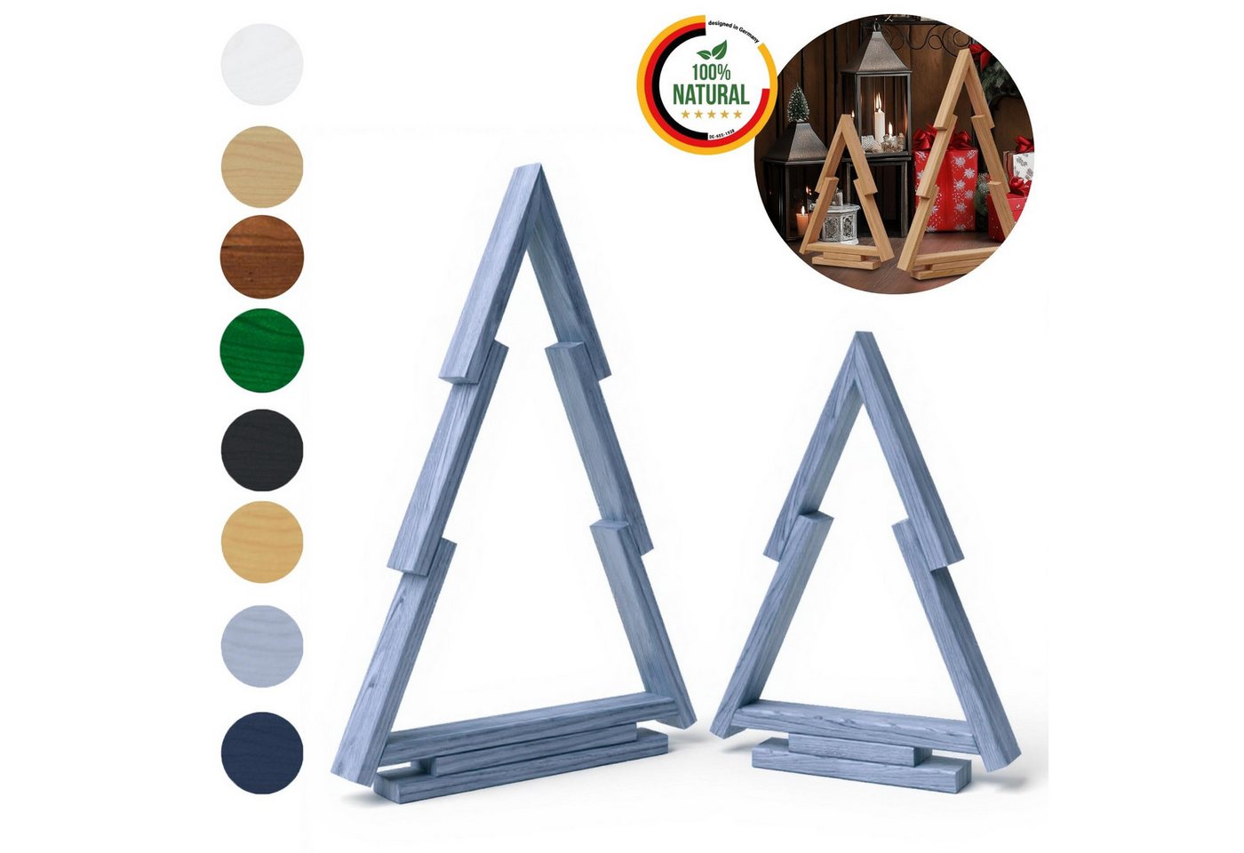 Floranica Weihnachtsfigur Deko Weihnachtsbaum Weihnachtsdeko Christbaum Weihnachtsdekoration (Fertiggebaut, 1 St., Silbern), Handgemacht aus Holz Tannenbaum für Innen und Außen Weihnachtsschmuck von Floranica