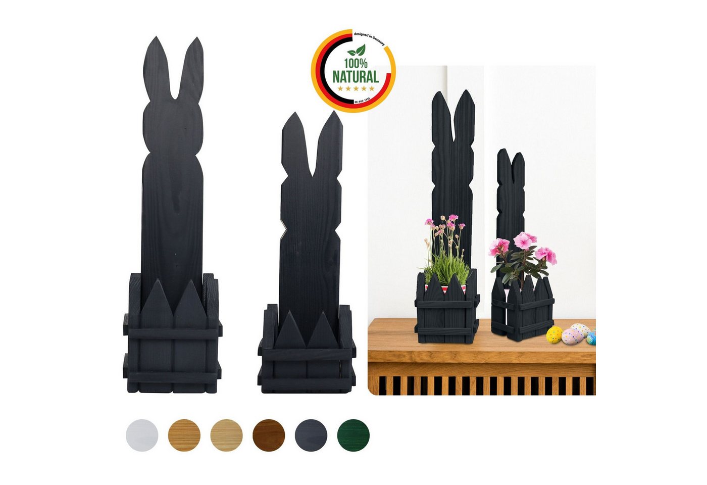 Floranica Osterhase Osterdeko Hase aus Holz Deko Figur Ostern Frühling, Frühlingsdeko, 2er SET Osterhase Holz-Hase - Anthrazit 40 / 50 cm Hoch Floranica Osterhase Osterdeko Hase aus Holz Deko Figur Ostern Frühling, Frühlingsdeko, 2er SET Osterhase Holz-Hase - Anthrazit 40 / 50 cm Hoch von Floranica