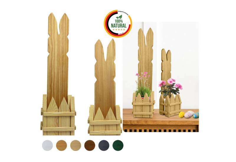 Floranica Osterhase Osterdeko Hase aus Holz Deko Figur Ostern Frühling, Frühlingsdeko, 2er SET Osterhase Holz-Hase - Natur 40 / 50 cm Hoch von Floranica