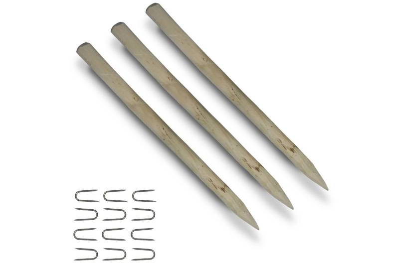 Floranica Zaunpfosten Zaunpfahl Holzpfosten für Staketenzaun Kastanienzaun Pfosten, (90 cm Hoch), Angespitzte Pfal aus Holz für Bauerntor Stützpfostenn Baumpfahl von Floranica