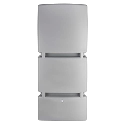 Regentonne eckig Regenwassertank Jumbo 800 Liter Platin aus UV- und witterungsbeständigem Material. Frostsichere Regenwassertonne BZW. Regenfass Wandtank mit hochwertigen Messinggewinden von FLORANTIA