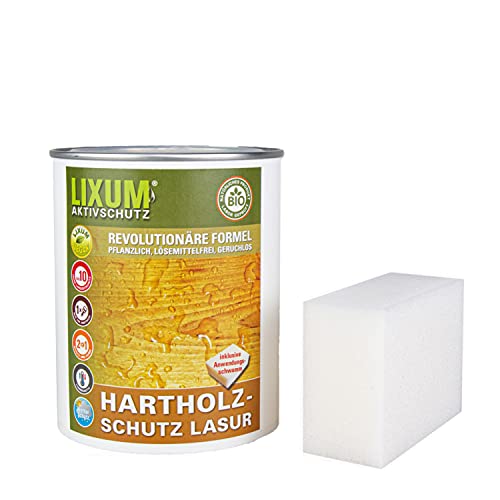 LIXUM Biologischer Holzschutz Hartholzschutz - Eiche, Farbe:farblos 0.00, Inhalt:175 ml (ca.5m²), inkl. Zubehör:Schwamm von Florapren GmbH