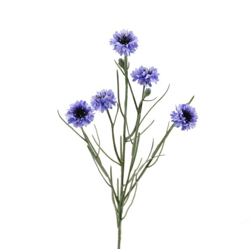 Kunstblume Kunstblume KORNBLUME ca 65cm. Kornblumen mit 5 Blüten in Blau-Lila, Floratexx GmbH von Floratexx GmbH