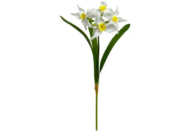 Kunstblume Kunstblume OSTERGLOCKE, Narzisse mit Blättern 40cm. Weiß WEISS, Floratexx GmbH, Höhe 40.00 cm von Floratexx GmbH