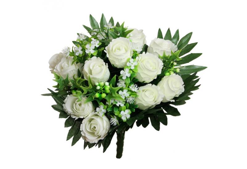 Kunstblumenstrauß Kunstblume Strauß Rosen Blumenstrauß 39cm WEISS leicht creme, Floratexx GmbH Kunstblumenstrauß Kunstblume Strauß Rosen Blumenstrauß 39cm WEISS leicht creme, Floratexx GmbH von Floratexx GmbH