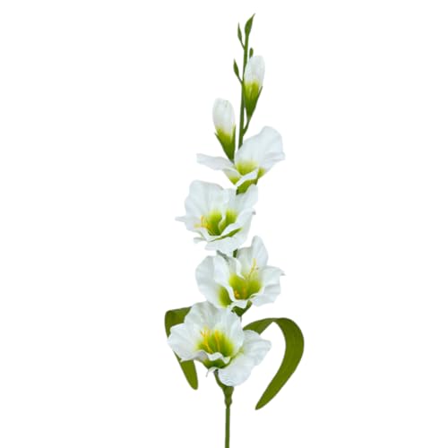 Floratexx Künstliche Blumen Gladiole in weiß ca. 60cm. Kunstblume Schwertlilie Freesie Blumen für Sommer Dekoblumen von Floratexx