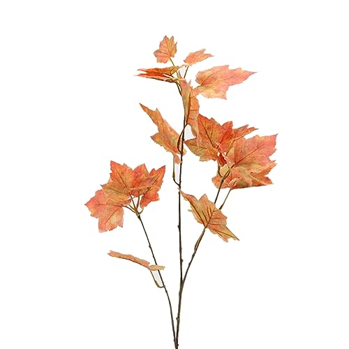 Künstlicher Ahornzweig 88cm ORANGE. Kunstpflanze Fakepflanze Kunstzweig Blattzweig Ahornblätter Ahorn von Floratexx