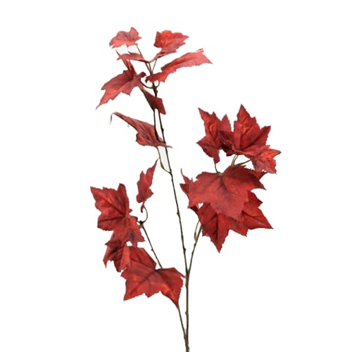 Künstlicher Ahornzweig 88cm ROT. Kunstpflanze Fakepflanze Kunstzweig Blattzweig Ahornblätter Ahorn von Floratexx