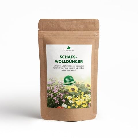 Floraveda 100% natürlicher Schafwolldünger Pellets | Langzeit-Multifunktionsdünger für Obstpflanzen, Gemüse und Zierpflanzen | 30% weniger Gießaufwand für Pflanzen im Garten, Wohnung, Balkon 1,5kg von Floraveda