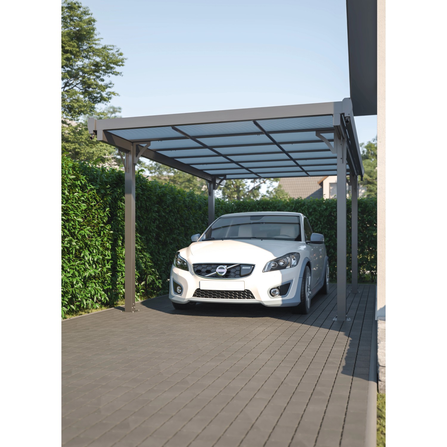 Floraworld Flachdach-Einzelcarport Aluminium Anthrazit 300 cm x 496 cm von Floraworld