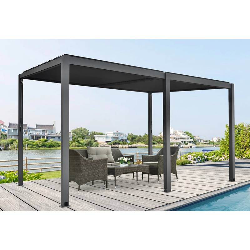 Floraworld Pergola mit Lamellendach Anthrazit 400 cm x 310 cm von Floraworld