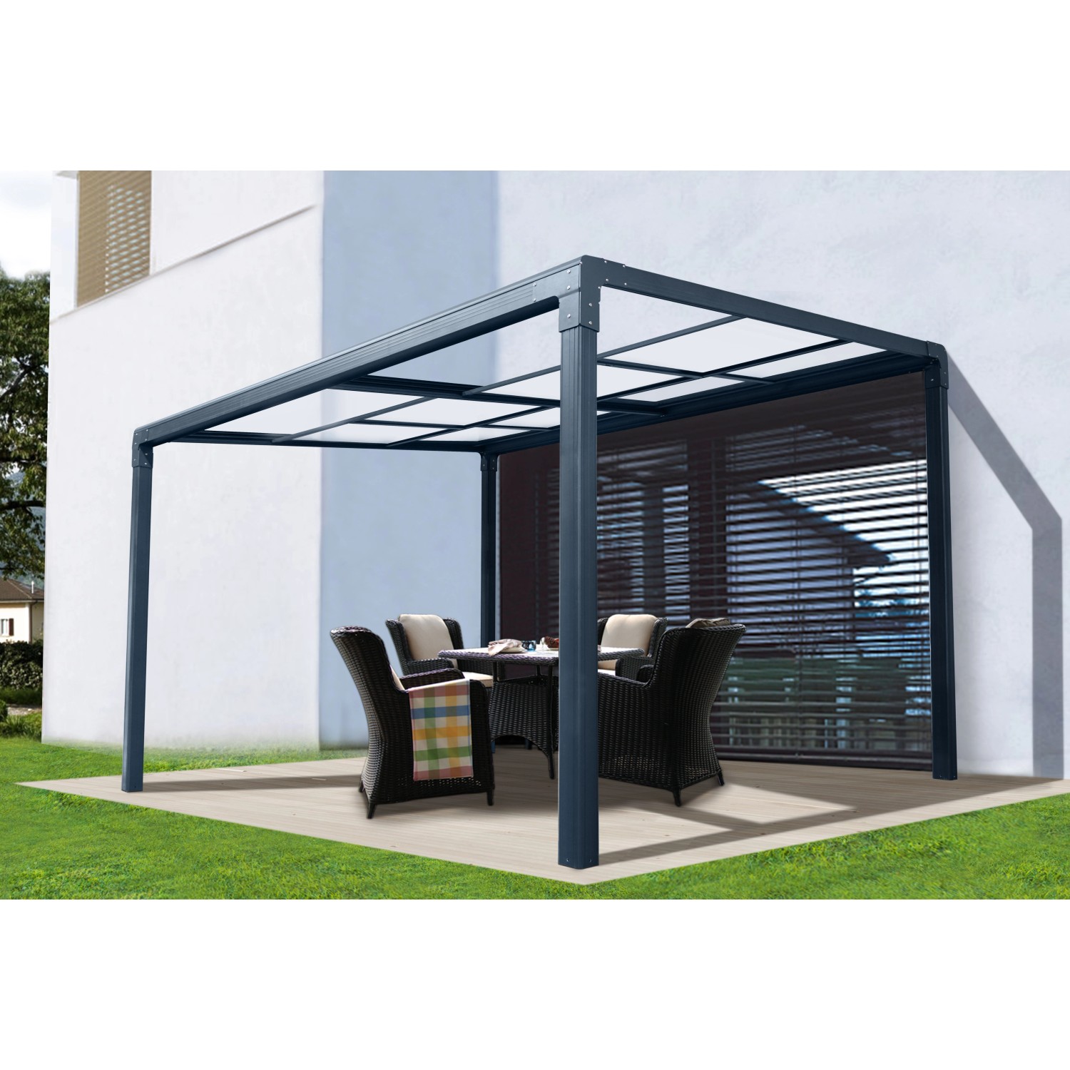 Floraworld Terrassenüberdachung Air 2 Aluminium Anthrazit 392 cm x 305 cm von Floraworld