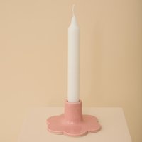Rosa Handgemachter Keramik Kerzenhalter Mit Gewellter Kante von FlorenceMytum