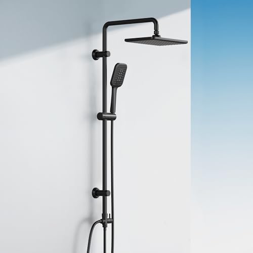 Florenta Regendusche Duschsystem Schwarz Duschset mit Edelstahl Duschstange, Wandhalterung Verstellbar 30-80cm, 3 Strahlarten Handbrause,Duschkopf 30 * 20cm Florenta Regendusche Duschsystem Schwarz Duschset mit Edelstahl Duschstange, Wandhalterung Verstellbar 30-80cm, 3 Strahlarten Handbrause,Duschkopf 30 * 20cm von Florenta