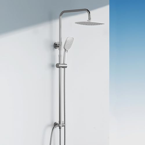 Florenta Regendusche Duschsystem ohne Armatur, Duschset mit Edelstahl Duschstange, Duschsäule mit ABS Kopfbrause and Handbrause Chrom Florenta Regendusche Duschsystem ohne Armatur, Duschset mit Edelstahl Duschstange, Duschsäule mit ABS Kopfbrause and Handbrause Chrom von Florenta