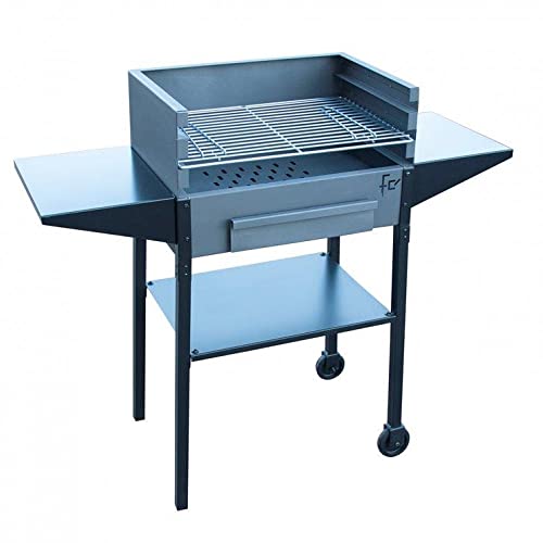 Flores Cortés 33709 – Grillwagen, Grillgitter mit 3 einstellbaren Höhen, mit Rollen, 67 x 40 x 105 cm, Schwarz von Flores Cortés