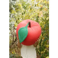 Big Apple, Riesiger Roter Apfel, Für Nyc Liebhaber, Fleece Rotes Apfel Kissen, Gefüllte Obst, Sofa Dekor, Landhaus, Florfanka von Florfanka