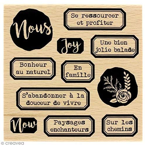 Florilèges Design Stempel Glück im Natur, Holz, Farbe Holz, 10 x 10 x 2,5 cm von Florilèges Design