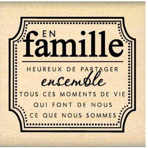 Florilèges Design FD210138 Stempel Scrapbooking, Schriftzug „En famille .“, 5 x 5 x 2,5 cm, Beige von Florilèges Design