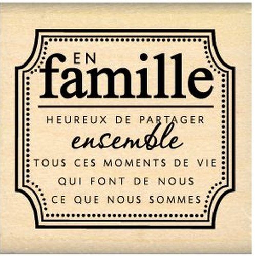 Florilèges Design FD210138 Stempel Scrapbooking, Schriftzug „En famille ...“, 5 x 5 x 2,5 cm, Beige von Florilèges Design