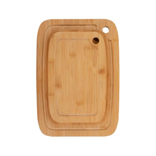 FLORINA 3-er Set Bambus-Schneidebretter WOODY I Natürliche Bambus-Schneideblöcke mit Saftrillen I Küchenbrett antibakteriell I Universalschneidebretter zum Schneiden von Käse, Fleisch, Obst, Gemüse von FLORINA