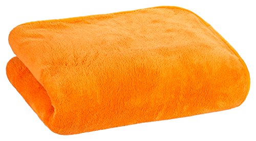 Floringo Luxus Well-Soft Wellness Decke 95° waschbar 150x200 Kuscheldecke extraweich orange von Floringo