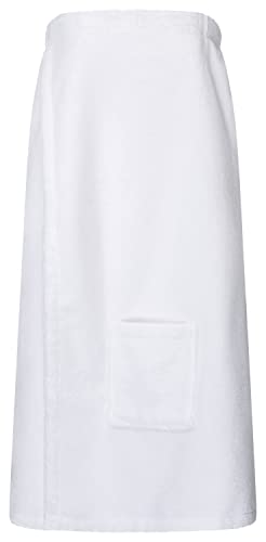 Floringo Luxus Saunakilt/Sauna-Kilt Twin-Star Damen mit Klettverschluss und aufgesetzter Tasche - weiß von Floringo
