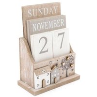 Holzklotz Ewiger Kalender Mit Haus Und Baum Design von FlorisHouse