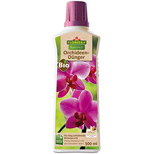 Bio Orchideendünger für alle Orchideenarten | lang anhaltende Blütenpracht | vegan, aus rein pflanzlichen Rohstoffen | biologisch GÄRTNERN Gütesiegel von Florissa Natürlich