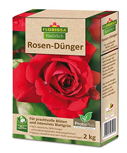 Florissa Natürlich BIO Rosendünger für schnelle Nährstoffverfügbarkeit | schnelle Wirkung durch ProtoPlus | für gesundes Wachstum und üppige Blüten | braun, 2 kg von Florissa Natürlich