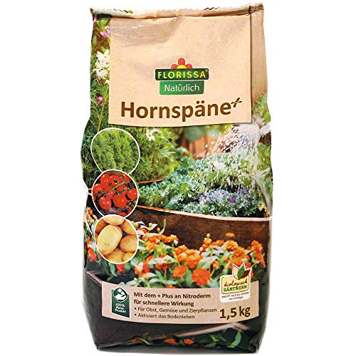 Florissa Natürlich 58698 Plus | mit Nitroderm für die schnelle Wirkung und Hornspäne für die Langzeitwirkung | mit Natur im Garten und biologisch GÄRTNERN Gütesiegel (1,5 kg), Braun von Florissa Natürlich