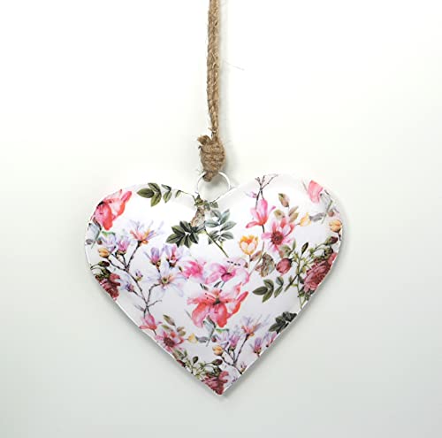 Deko-Herz Metallherz mit bunten Blumen 16 cm Hänger von Florissima