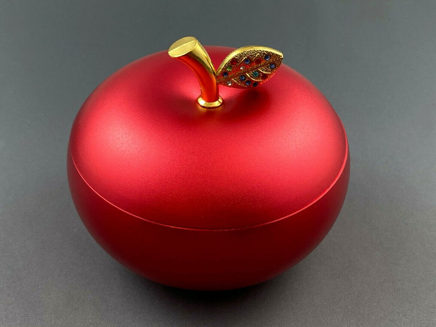Florissima Aschenbecher Apfel Aschenbecher rot, Dekoration, Geheimversteck, Aufbewahrung, hochwertig aus Metall mit Glitzer Steinchen von Florissima