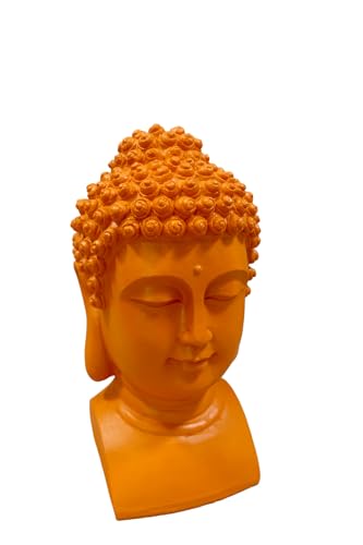 Florissima Buddha Kopf Pink/Orange – 38cm Hochwertige Deko-Statue – Zen-Dekoration für Innen & Außen aus Kunststoff – Auffällige Buddha-Figur für Wohnzimmer, Garten & Meditation (Orange) von Florissima
