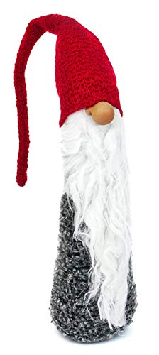 Florissima Deko Figur Wichtel Zwerg mit Bart, Filz Textil rot grau,58cm hoch, Weihnachtsdeko Weihnachtswichtel Dekofigur Winter Weihnachten von Florissima