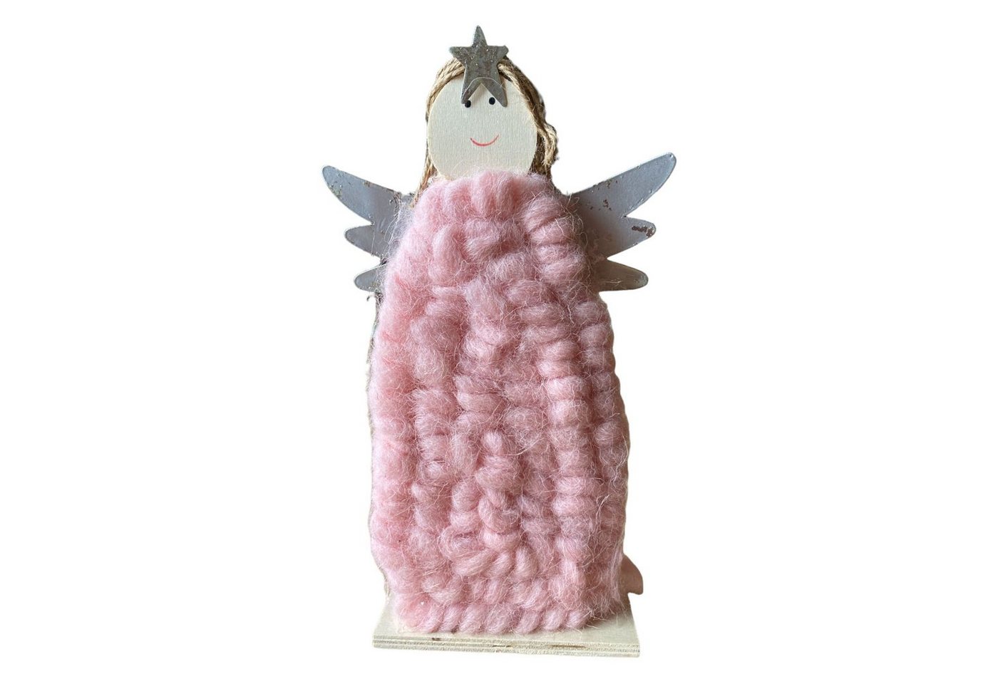 Florissima Engelfigur Engel aus Holz mit Filzkleid Rosa 26cm von Florissima