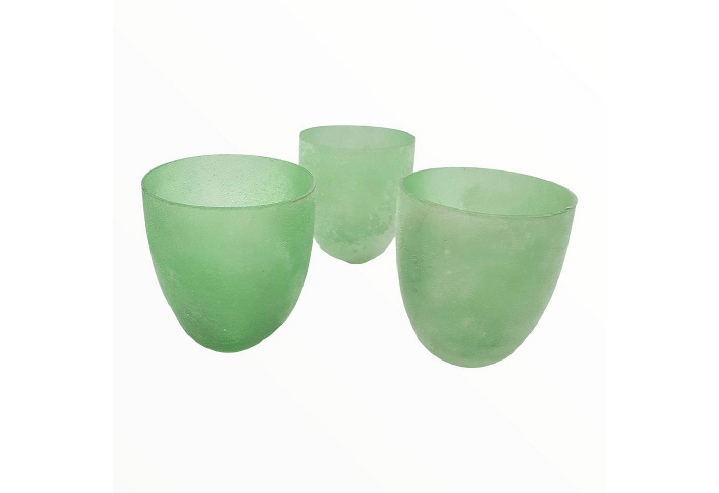 Florissima Kerzenhalter Glas Windlichter Grün 9cm, 3er Set von Florissima