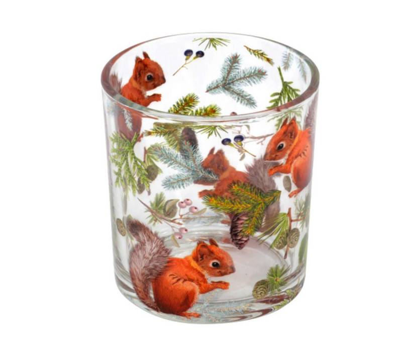 Florissima Windlicht Glas Windlicht Teelichthalter Eichhörnchen Herbst 7x8 cm (1 St) von Florissima