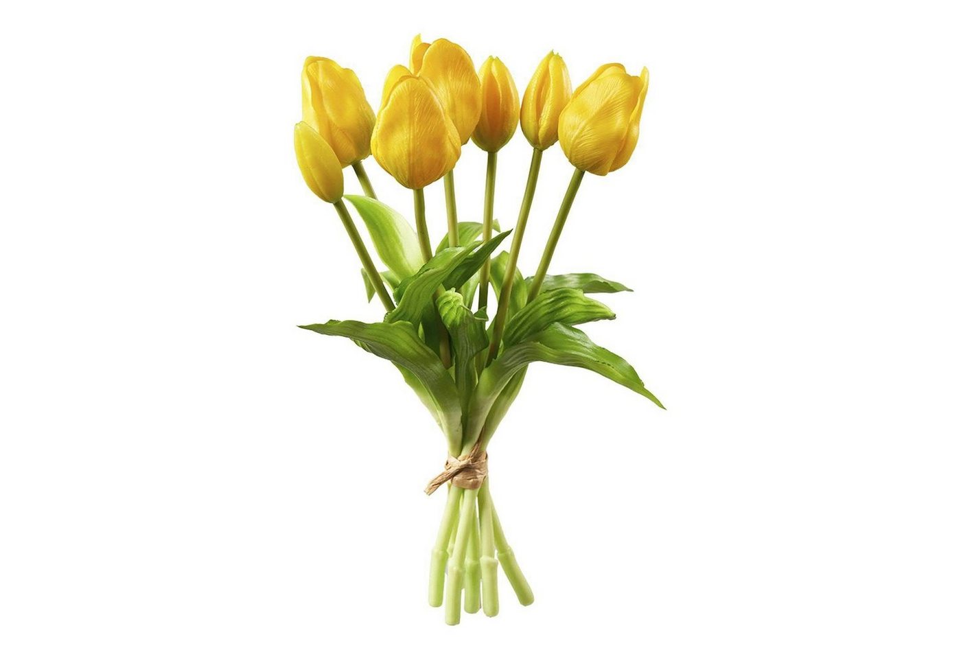 Kunstblumenstrauß Tulpenbund 30cm, gelb real Touch Tulpe, Florissima von Florissima